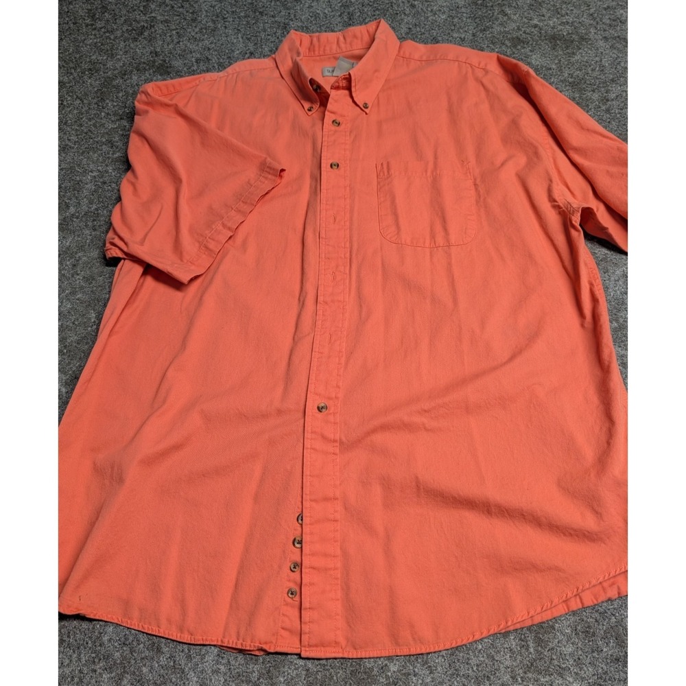 Sun River Men's Short Sleeve Casual Shirt Button Down Cotton Orange XL
